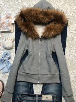 American Vintage Pink Furry Hoodie Women Y2K Harajuku Faux Fur Collar Jacket Fashion Slim Waist Belted Hot Girl Sweatshirt New