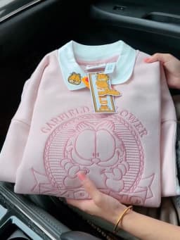 Korean Style Chic Embroidered Oversized Fleece Hoodie Women's Autumn Winter Thickened Cotton Sweatshirt Trendy  Collar