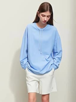 AMII Minimalist Sporty Hoodies for Women 2024 Autumn New Loose Cozy Bottom Shirt Trendy Crewneck Draw String Pullovers 12421006