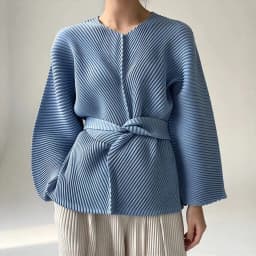 Miyake Pleated Long Sleeve Top V-Neck Belt Sweatshirts Korean Streetwear 2025 Autumn Winter Designer Loose Oversized Clothing