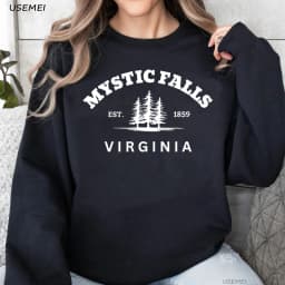 Mystic Falls Sweatshirt Vampire Diares Crewneck Sweatshirts Trendy Pulover Long Sleeve Hoodies Sweatshirt Harajuku Streetwear