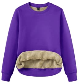 TACVASEN Winter Sherpa Lined Sweatshirt Womens Thick Warm Fleece Sweatshirts Home Party Casual Hoodies Streetwear Pullover Tops