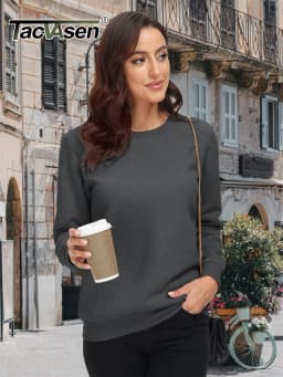 TACVASEN Winter Sherpa Lined Sweatshirt Womens Thick Warm Fleece Sweatshirts Home Party Casual Hoodies Streetwear Pullover Tops