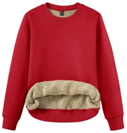 TACVASEN Winter Sherpa Lined Sweatshirt Womens Thick Warm Fleece Sweatshirts Home Party Casual Hoodies Streetwear Pullover Tops