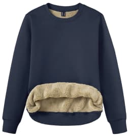 TACVASEN Winter Sherpa Lined Sweatshirt Womens Thick Warm Fleece Sweatshirts Home Party Casual Hoodies Streetwear Pullover Tops