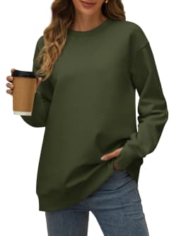 TACVASEN Women's Oversized Sweatshirts Winter Fleece Crewneck Pullover Warm Casual Long Sleeve Tops Streetwear with Thumb Hole