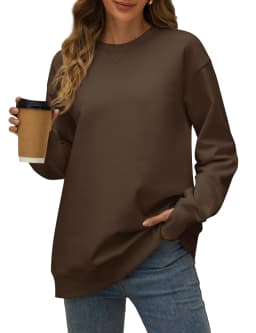 TACVASEN Women's Oversized Sweatshirts Winter Fleece Crewneck Pullover Warm Casual Long Sleeve Tops Streetwear with Thumb Hole