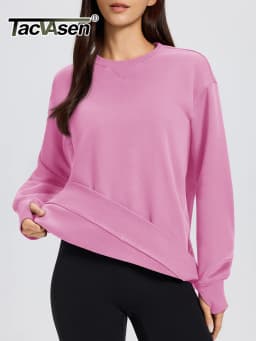 TACVASEN Women's Oversized Sweatshirts Winter Fleece Crewneck Pullover Warm Casual Long Sleeve Tops Streetwear with Thumb Hole