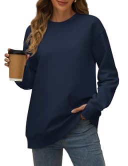 TACVASEN Women's Oversized Sweatshirts Winter Fleece Crewneck Pullover Warm Casual Long Sleeve Tops Streetwear with Thumb Hole