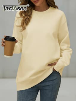 TACVASEN Women's Oversized Sweatshirts Winter Fleece Crewneck Pullover Warm Casual Long Sleeve Tops Streetwear with Thumb Hole