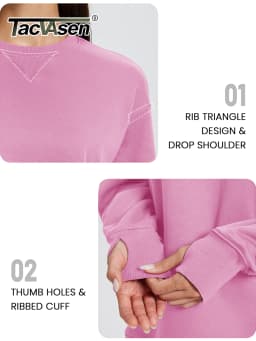 TACVASEN Women's Oversized Sweatshirts Winter Fleece Crewneck Pullover Warm Casual Long Sleeve Tops Streetwear with Thumb Hole
