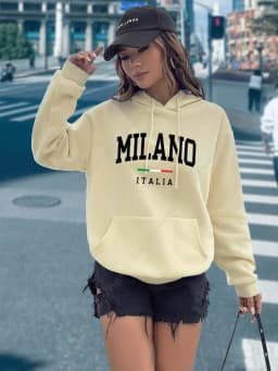 MILANO Hoodies for Women Clothes Aesthetic Tops High quality Fashion Street Sweatshirts Fashion Y2K Ladies Pullover Hoodie Pink