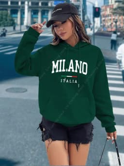 MILANO Hoodies for Women Clothes Aesthetic Tops High quality Fashion Street Sweatshirts Fashion Y2K Ladies Pullover Hoodie Pink