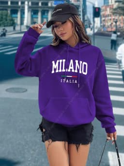 MILANO Hoodies for Women Clothes Aesthetic Tops High quality Fashion Street Sweatshirts Fashion Y2K Ladies Pullover Hoodie Pink