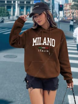 MILANO Hoodies for Women Clothes Aesthetic Tops High quality Fashion Street Sweatshirts Fashion Y2K Ladies Pullover Hoodie Pink