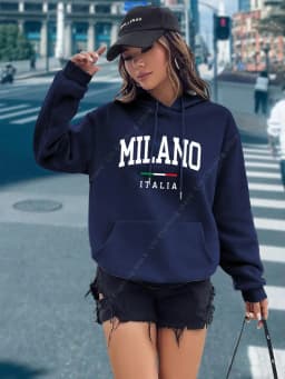 MILANO Hoodies for Women Clothes Aesthetic Tops High quality Fashion Street Sweatshirts Fashion Y2K Ladies Pullover Hoodie Pink