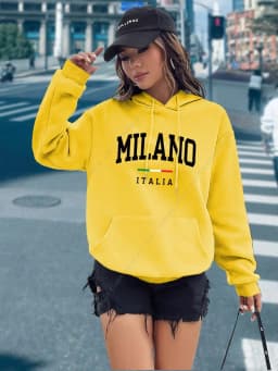 MILANO Hoodies for Women Clothes Aesthetic Tops High quality Fashion Street Sweatshirts Fashion Y2K Ladies Pullover Hoodie Pink
