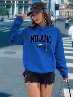 MILANO Hoodies for Women Clothes Aesthetic Tops High quality Fashion Street Sweatshirts Fashion Y2K Ladies Pullover Hoodie Pink
