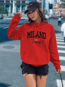 MILANO Hoodies for Women Clothes Aesthetic Tops High quality Fashion Street Sweatshirts Fashion Y2K Ladies Pullover Hoodie Pink