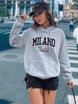 MILANO Hoodies for Women Clothes Aesthetic Tops High quality Fashion Street Sweatshirts Fashion Y2K Ladies Pullover Hoodie Pink