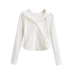 Lucyever Cropped Hooded Zip-Up Jacket Women Autumn New Slim Long Sleeve Y2K Sweatshirts Female Solid Streetwear Sports Hoodies