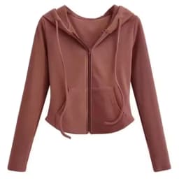 Lucyever Cropped Hooded Zip-Up Jacket Women Autumn New Slim Long Sleeve Y2K Sweatshirts Female Solid Streetwear Sports Hoodies