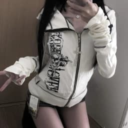 Harajuku Y2k Gothic Hooded Coat Women 2026 Spring New Casual All-match Jackets Subcultural Japanese Black Tops Mujer Sweatshirt