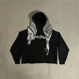 Arab Style Aesthetic Plaid Contrast Scarf Decorative Hoodie Autumn Winter Long Sleeved Letter Printing Loose Street Fashion Coat