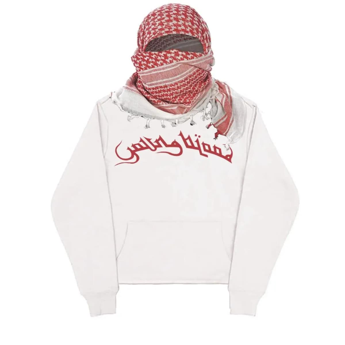 Arab Style Aesthetic Plaid Contrast Scarf Decorative Hoodie Autumn Winter Long Sleeved Letter Printing Loose Street Fashion Coat