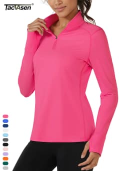 TACVASEN Fleece 1/4 Zip-Up Pullover Womens Warm Long Sleeve Outdoor Sports Tops Breathable Athletic Running Jogging Sweatshirts