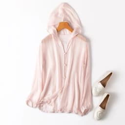 Women Hoodie 100% Mulberry Silk Thin Type Pink Buttons Down Cardigan Long Sleeve Coat Top Blouse Summer Beach Cover Up M1152