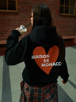 Large Size Trendy French Retro Cute Letters Hoodie for Women Oversized Heart Graphic Pullover Sweatshirt Gray & Black Streetwear