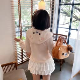 HOUZHOU Y2k Harajuku Streetwear Hoodies Women Japanese Style Kawaii Sweet Cute Cartoon Print Zipper Sweatshirt Soft Girl New