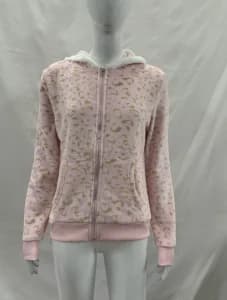 Cute Pink Leopard Pint Hooded Y2k Clothes Aesthetic 2000s Vintage Kpop Women's Sweatshirts Zip-up Grunge Gyaru Hoody Gothic Top