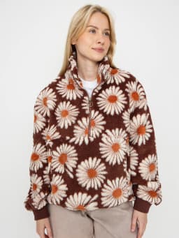 Lamb Fleece Zip-Up Hoodie Women's Casual Warm Long Sleeve Printed Sweatshirt Half Zipper Hooded Jacket