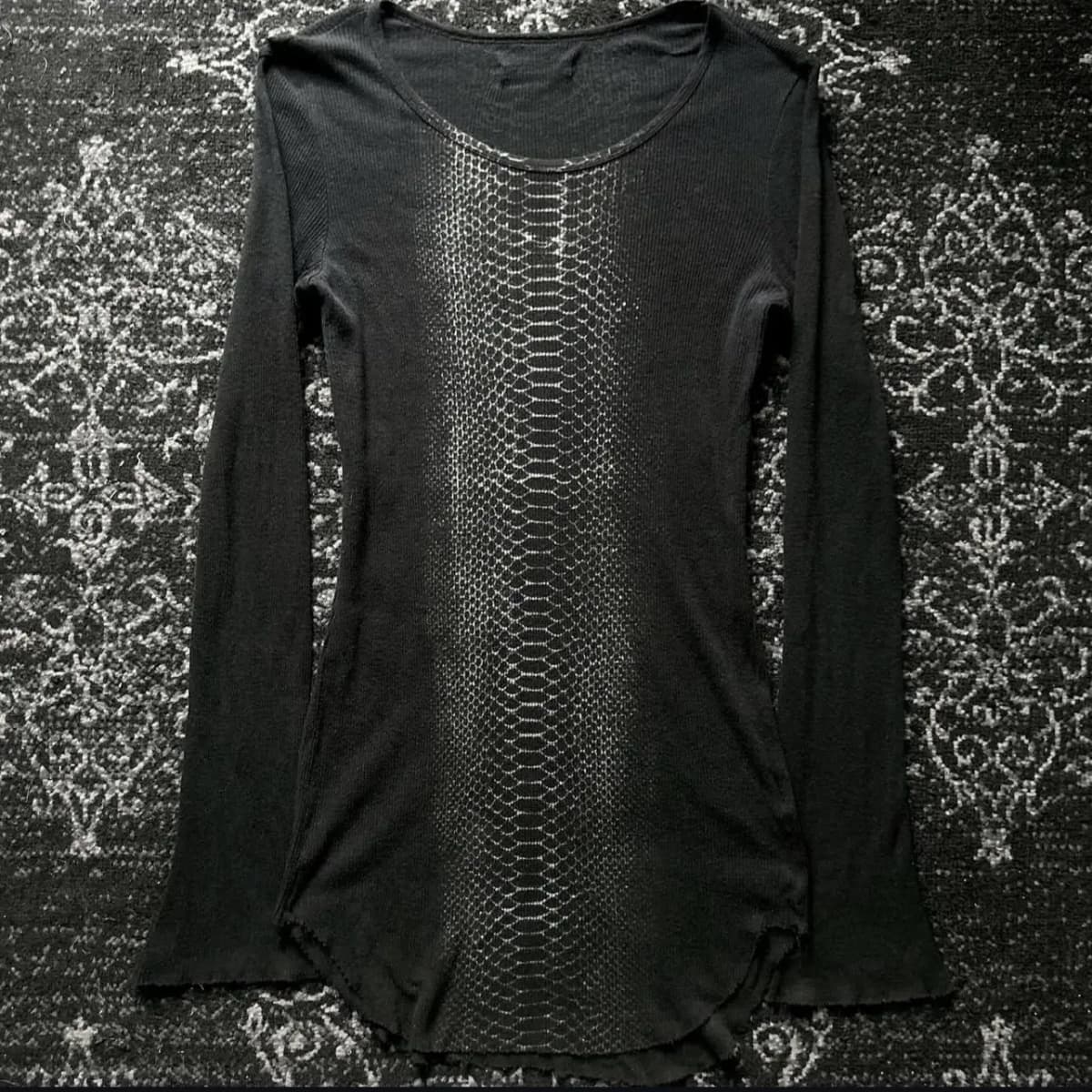 Vintage Retro Visual Punk Rock Personality Y2K Snake Skin Pattern Long Sleeve T-Shirt Women's Autumn Top Sub-Culture Fashion