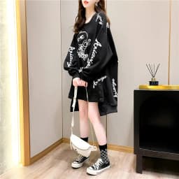 Loose Fit Women's Sweatshirt Dress Thin Spring Autumn Korean Style Early Autumn Outerwear Fashionable Long Sleeve round Neck