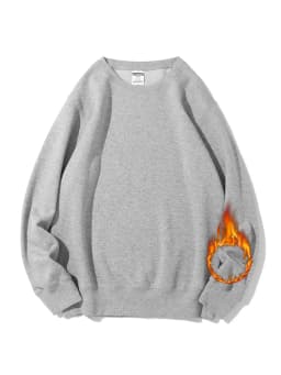 Streamgirl Basic Winter Velvet Sweatshirt For Women Fleece Pullovers Dark Gray Warm Loose Sweatshirt Women Velvet Winter Tops
