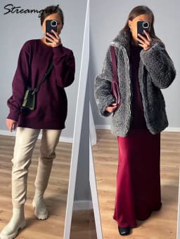 Streamgirl Basic Winter Velvet Sweatshirt For Women Fleece Pullovers Dark Gray Warm Loose Sweatshirt Women Velvet Winter Tops