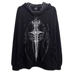 Harajuku Y2K Subculture Women Hoodie Long Sleeve Gothic Halloween Black Coat Punk Loose Spring Fall Streetwear Top