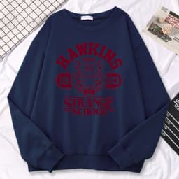 Casual Street Womens Sweatshirt Hawkins High School Indiana 1983 Printing Hoodies Loose Crewneck Pullovers Warm Fleece Clothes