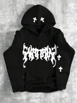 Creative Crossprinting Unisex Hoodies Thicken Breathable Top Y2K Style Loose Sportswear Comfortable Casual Woman Clothing