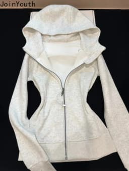 Hoodies Women Slim Waist Long Sleeve Hooded Zipper Casual Sweatshirts Tops 2025 Ropa Mujer Solid Color Fashion Hoodie Jackets