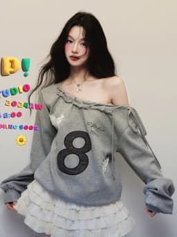 Jmprs Y2K Streetwear Gray Sweatshirts Women Off Shoulder Loose Letter Pullovers Harajuku Retro Female Casual American Tops New