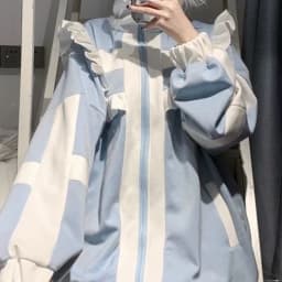 Japanese Sweet Y2k Kawaii Hoodies Loose All Match Cute Contrast Color Women Casual Coat Fashion Ruffled Fairy Zipper Sweatshirts