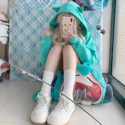 Japanese Cartoon Embroidery Y2k Aesthetics Hoodies Women Zipper Oversized Jackets 2025 Autumn Drawstring Casual Sweatshirt Tops