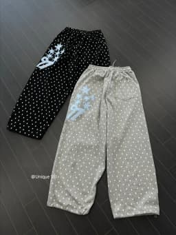 Loose Fit Hooded Sweatirt with Digital Patch Street Sle Star Polka Dot Print Two Piece Set Casual Comfortable ex Oute...