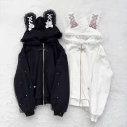 Subculture Japanese Retro Long Sleeve Hoodie Cat Ears Lace Decoration Women Casual Sweatshirt Gothic Y2K Harajuku Autumn Coat