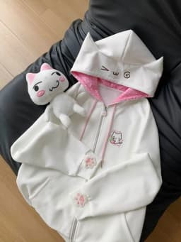 Subculture Japanese Retro Long Sleeve Hoodie Cat Ears Lace Decoration Women Casual Sweatshirt Gothic Y2K Harajuku Autumn Coat