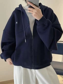 [LANMREM] Letter Hooded Sweatshirt For Women Zipper Cardigan Long Sleeve Casual Loose Top Fashion 2025 Autumn New 26D9799